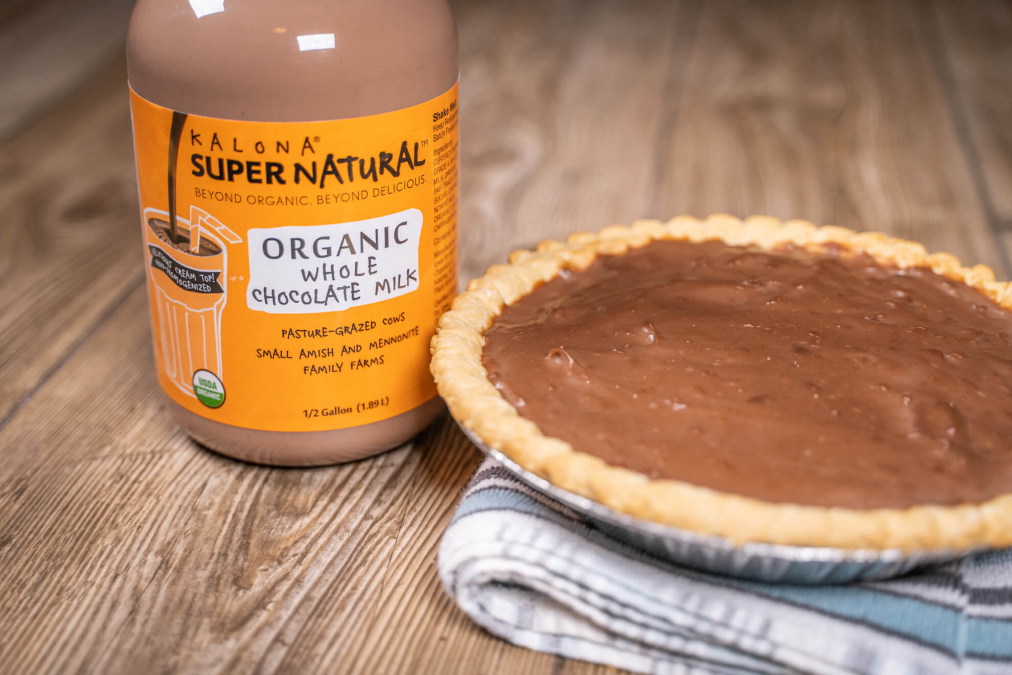 Chocolate milk pie with Kalona SuperNatural whole chocolate milk