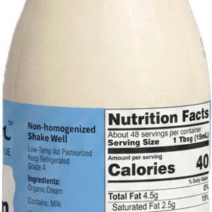 Organic Whipping Cream Nutrition