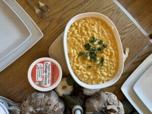 Creamy Mac and Cheese made with Kalona SuperNatural Organic Cottage Cheese