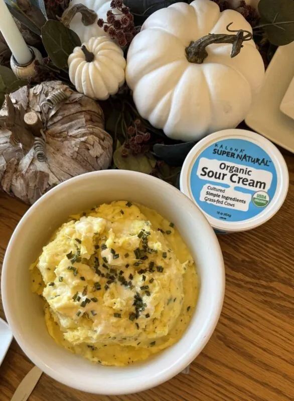 bowl of mashed potatoes, Kalona SuperNatural Organic Sour Cream