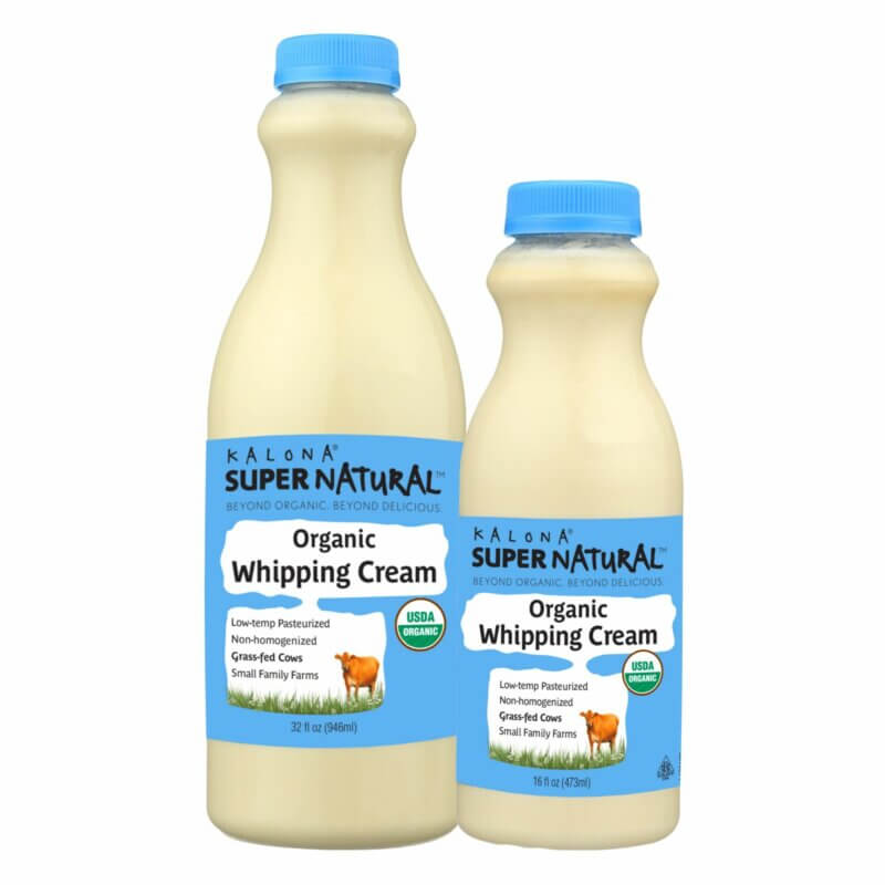 Kalona SuperNatural Organic Whipping Cream bottles