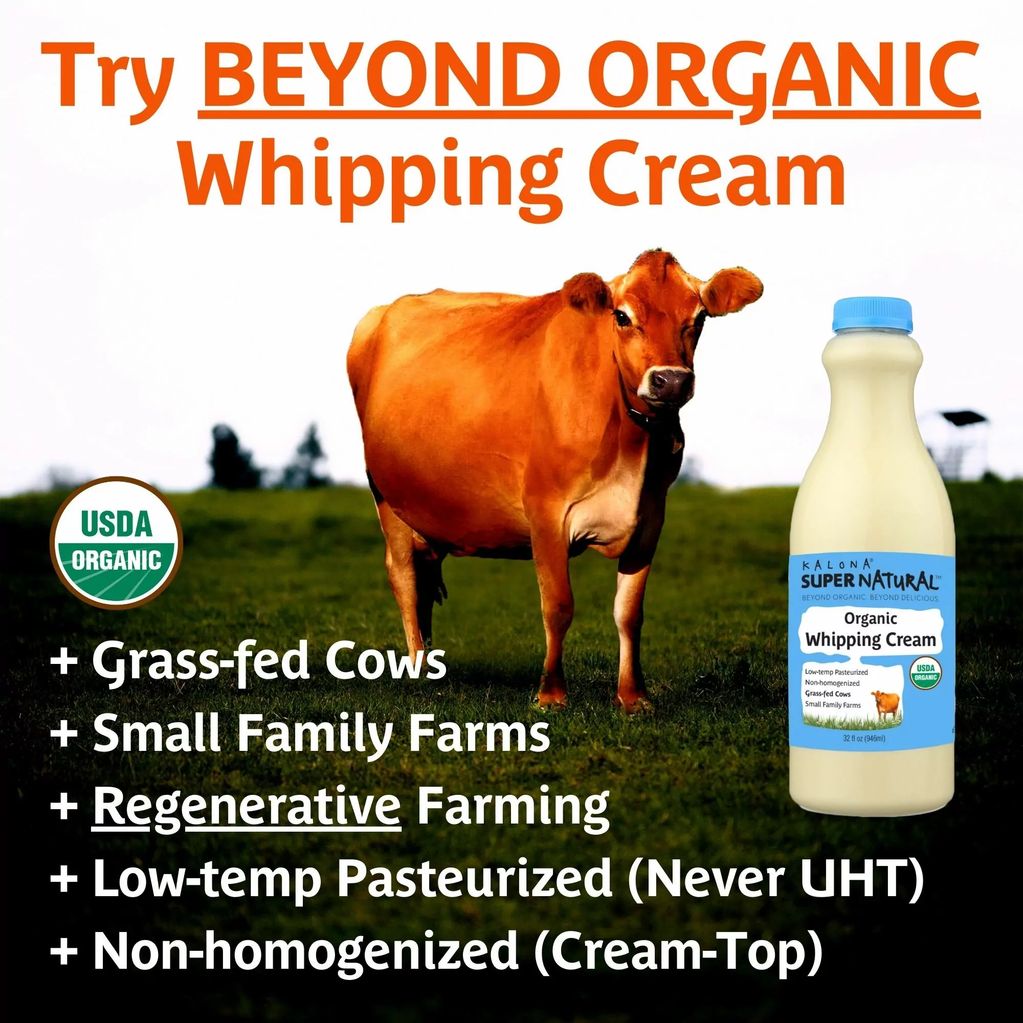 Organic Whipping Cream, Non-Homogenized