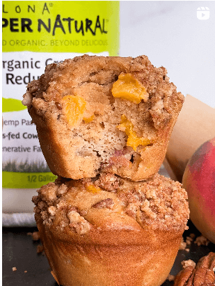 peach muffins with kalona 2% milk