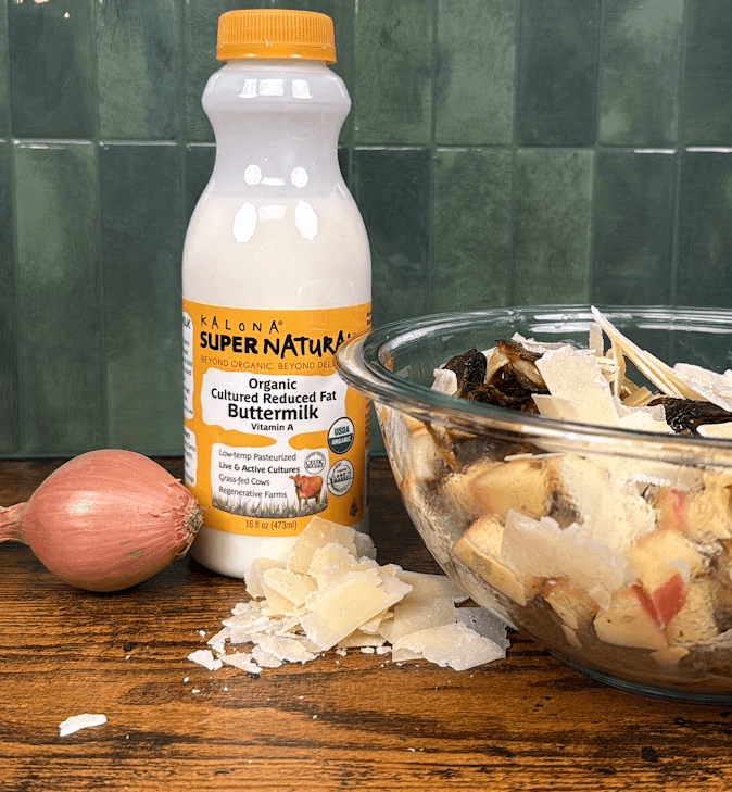 brussel sprout and apple salad with Kalona SuperNatural Organic Buttermilk