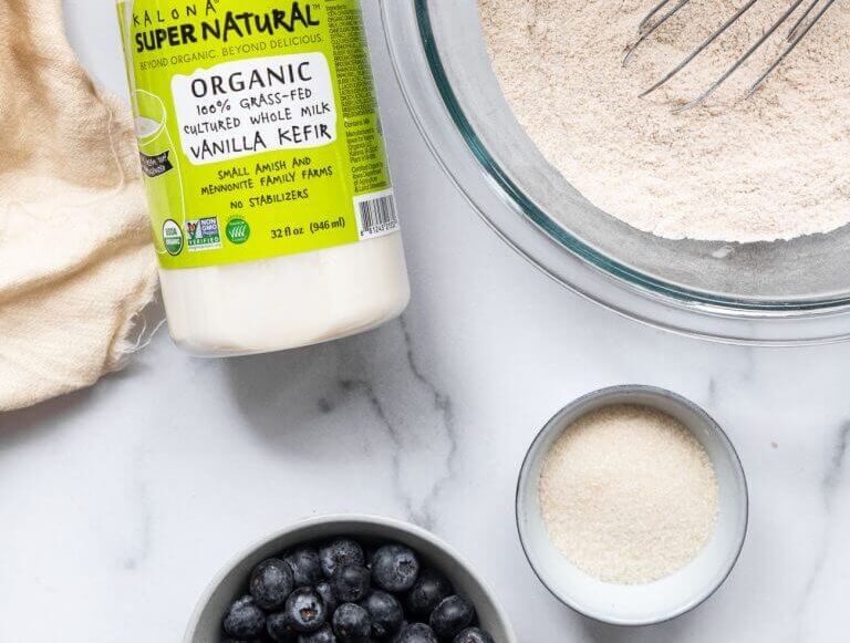 Kalona SuperNatural award-winning vanilla kefir with other blueberry kefir pancakes ingredients