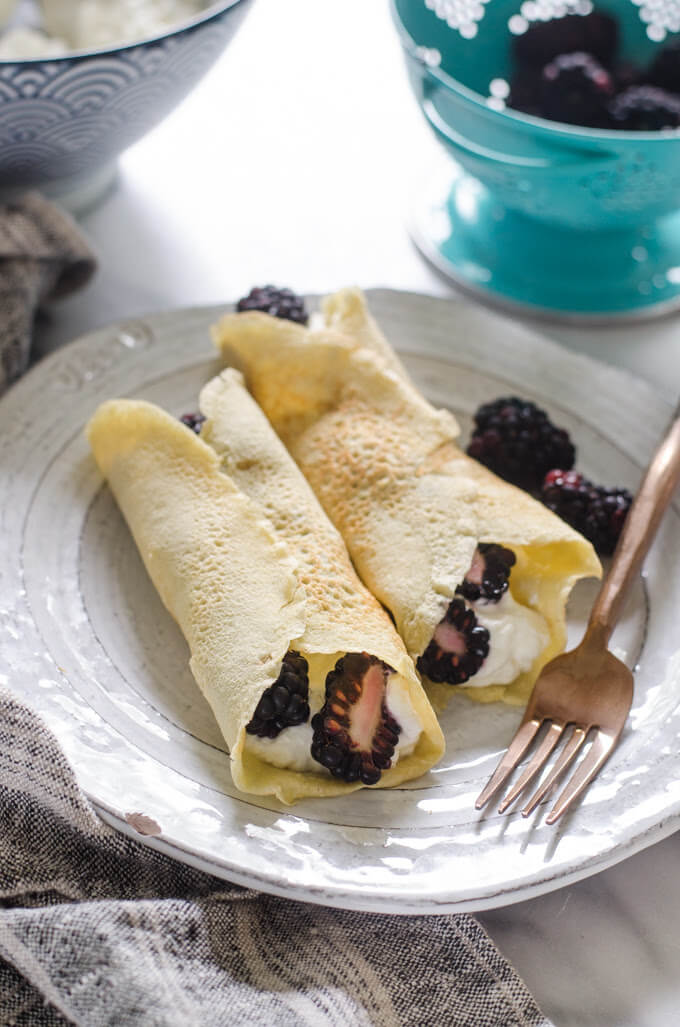 Keto-Approved Crepes on place with fork