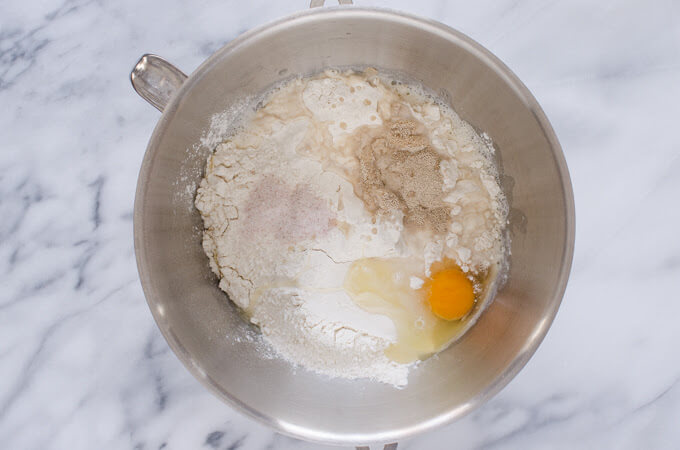 Bowl of dough ingredients